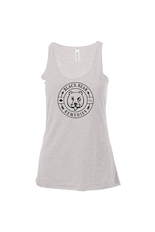 Athletic Grey Triblend Ladies Racerback Tank (black logo)