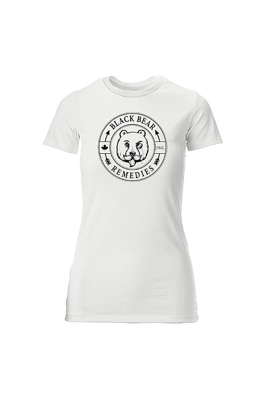 White Ladies Slim Fit Tee (black logo)