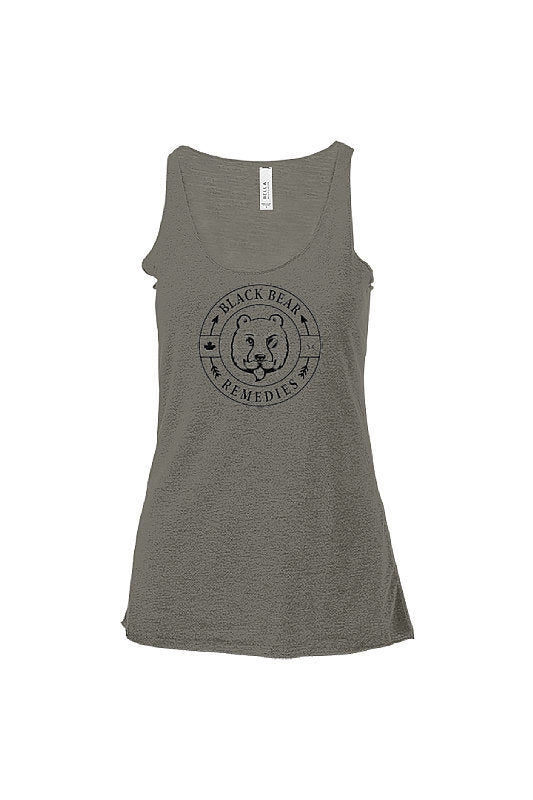 Charcoal Black Triblend Ladies Racerback Tank (black logo)