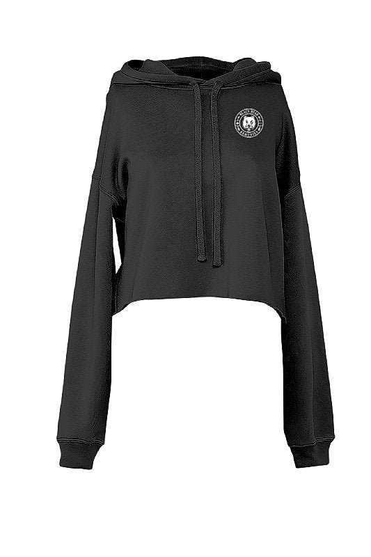 Black Ladies Cropped Fleece Hoodie