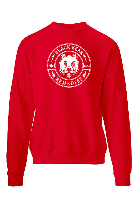 Red Midweight Crewneck (white logo)
