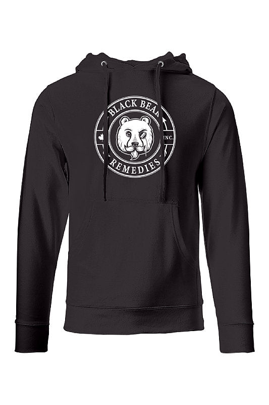 Black Midweight Hoodie (white logo)