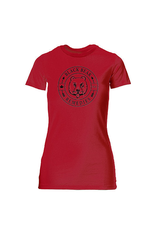 Red Ladies Slim Fit Tee (black logo)