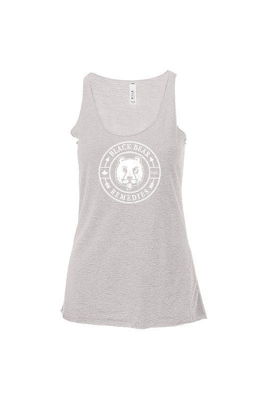 Athletic Grey Triblend Ladies Racerback Tank (white logo)