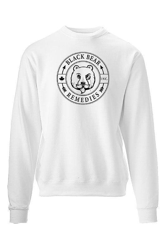 White Midweight Crewneck (black logo)