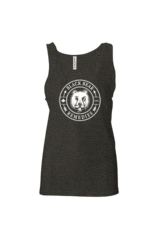 Charcoal Black Triblend Unisex Jersey Tank (white logo)