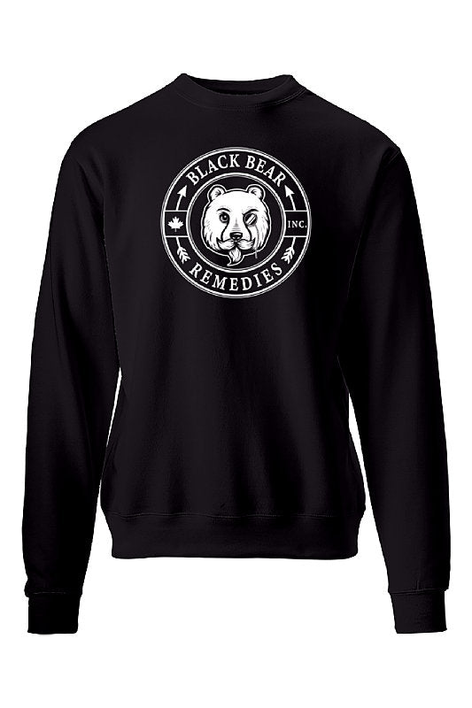 Black Midweight Crewneck (white logo)