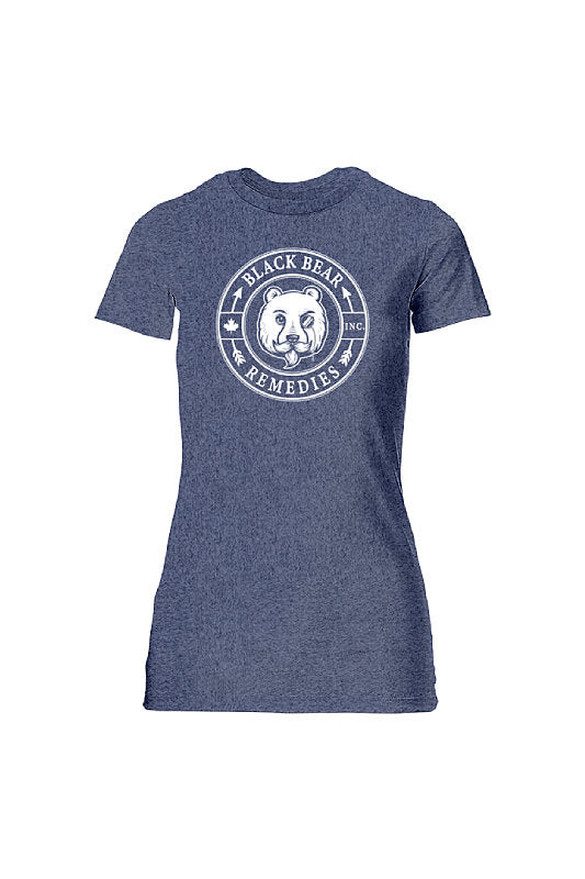 Heather Navy Ladies Slim Fit Tee (white logo)