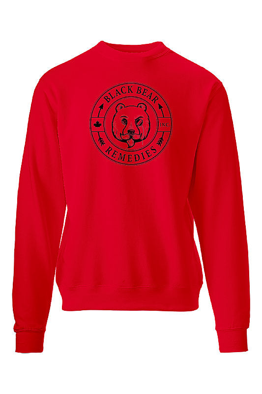 Red Midweight Crewneck (black logo) 