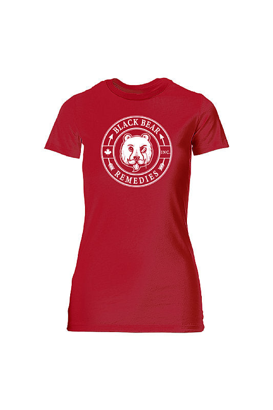 Red Ladies Slim Fit Tee (white logo)