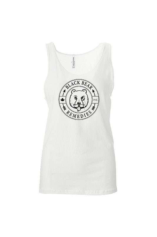 White Unisex Jersey Tank (black logo)